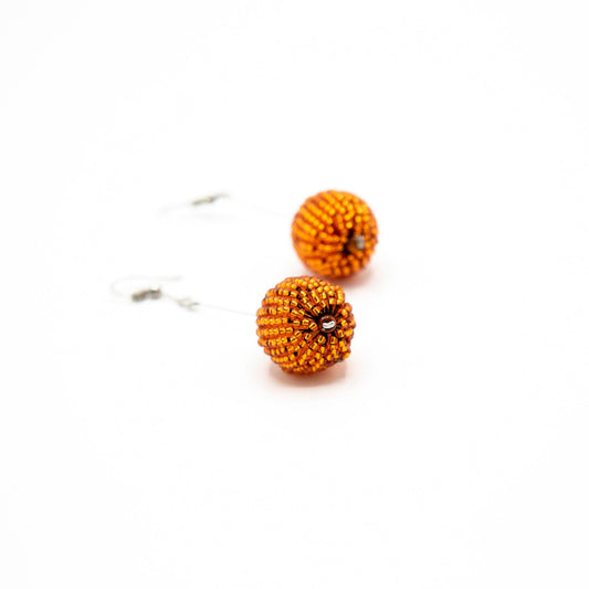 BEVERLY SMART Pendantes Orange métallique Boucles d'oreilles en boule perlée