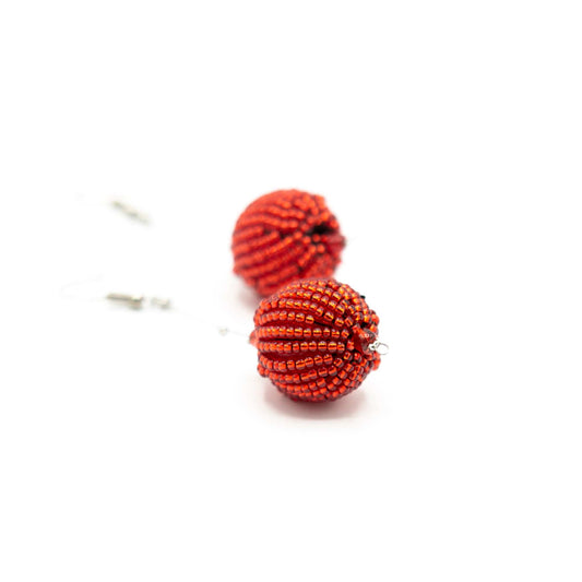 BEVERLY SMART Pendantes Rouge Boucles d'oreilles en boule perlée