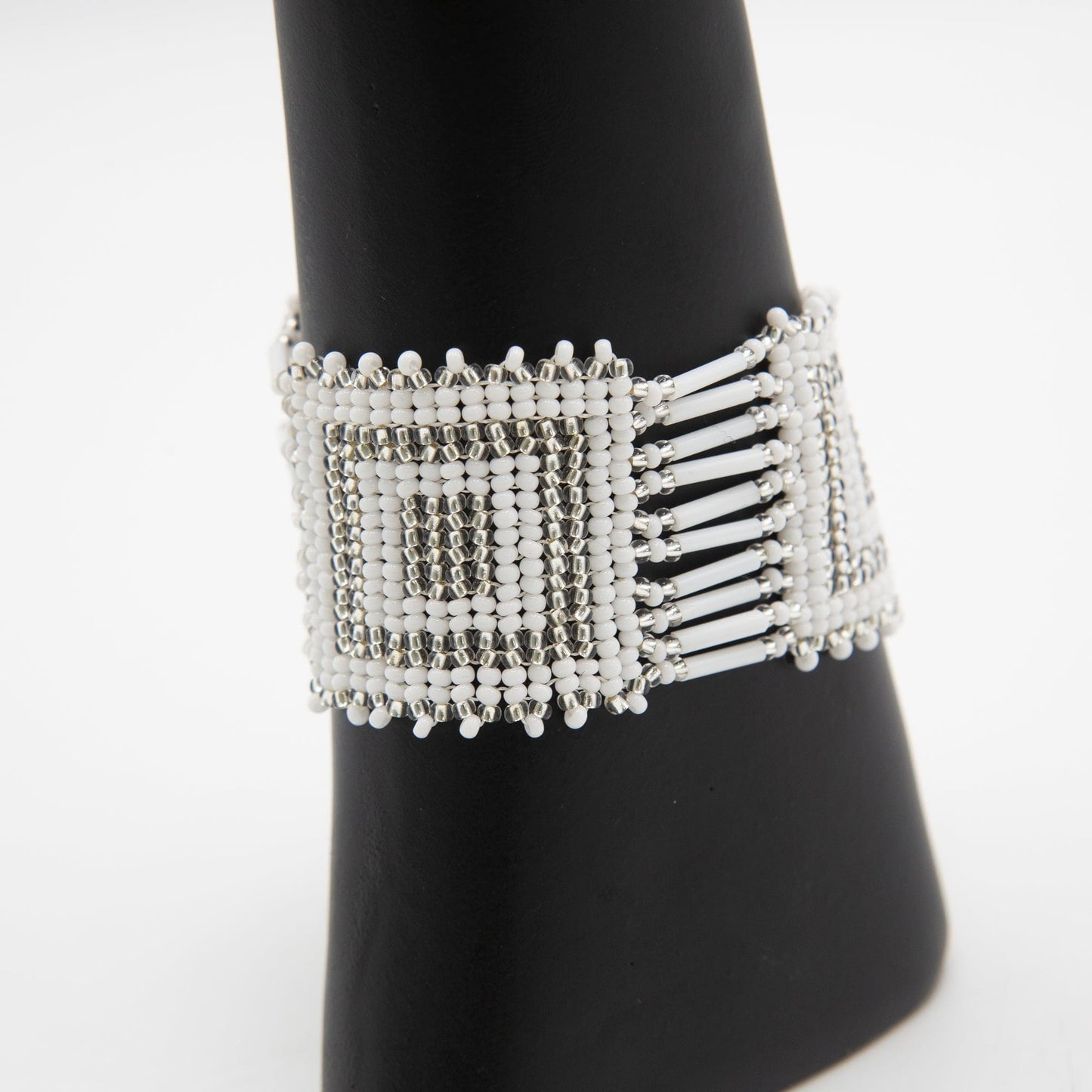 BEVERLY SMART souples Blanc/Argent Bracelet en carrés de perles
