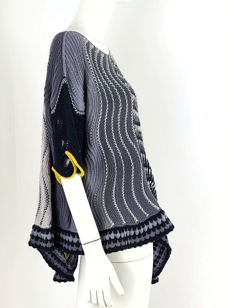 BEVERLY SMART tricots Top tricoté main en coton pur WAVES