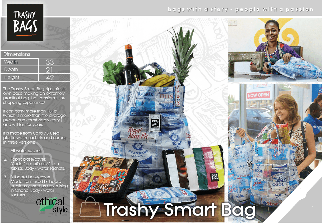 BEVERLY SMART Sacs Trashy Smart Bag - sac écologique recyclé à partir de sachets d'eau potable