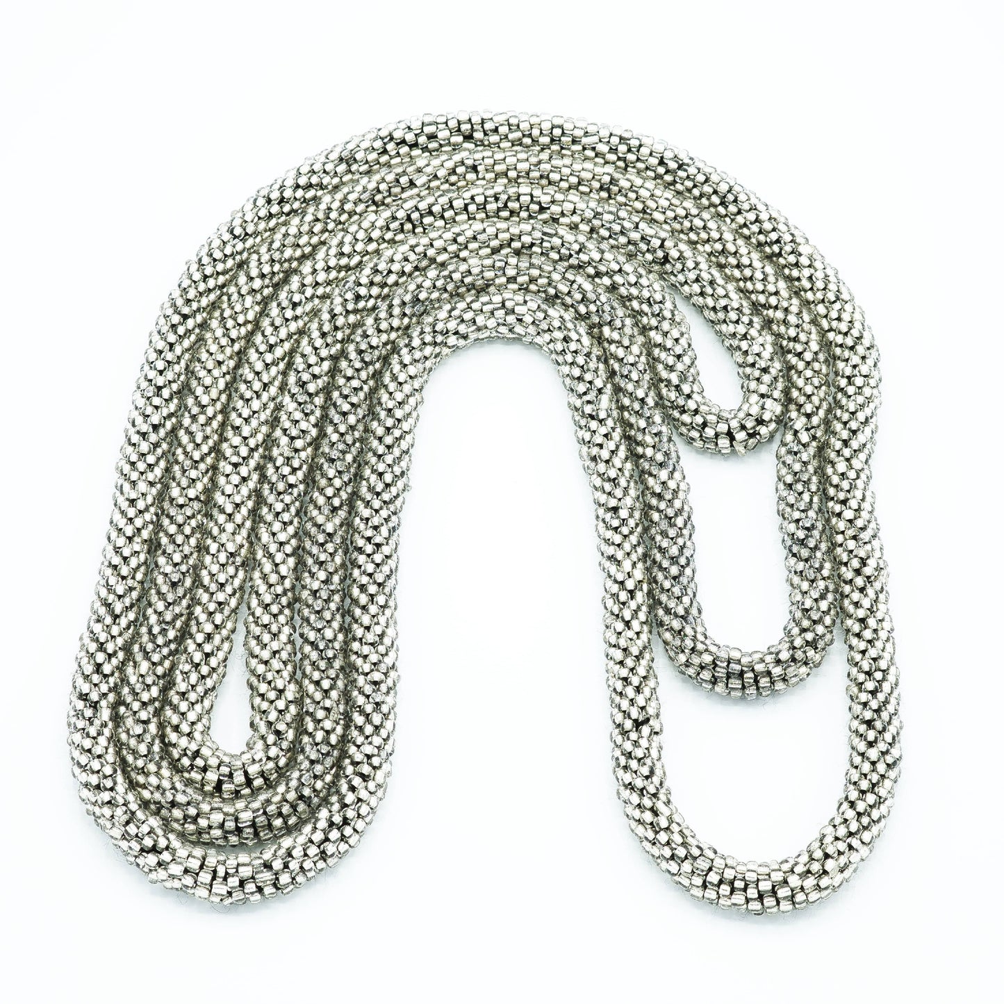 BEVERLY SMART Sautoirs Opéra 70cm / Argenté (fil noir) Collier de perles en verre, simple et élégant - les classiques