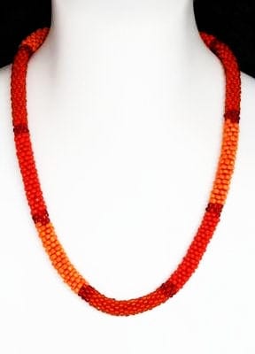 BEVERLY SMART Sautoirs Opéra 70cm / Blocs de couleurs rouge/orange Collier tube tissé en perles de verre, opéra, rope ou xxl