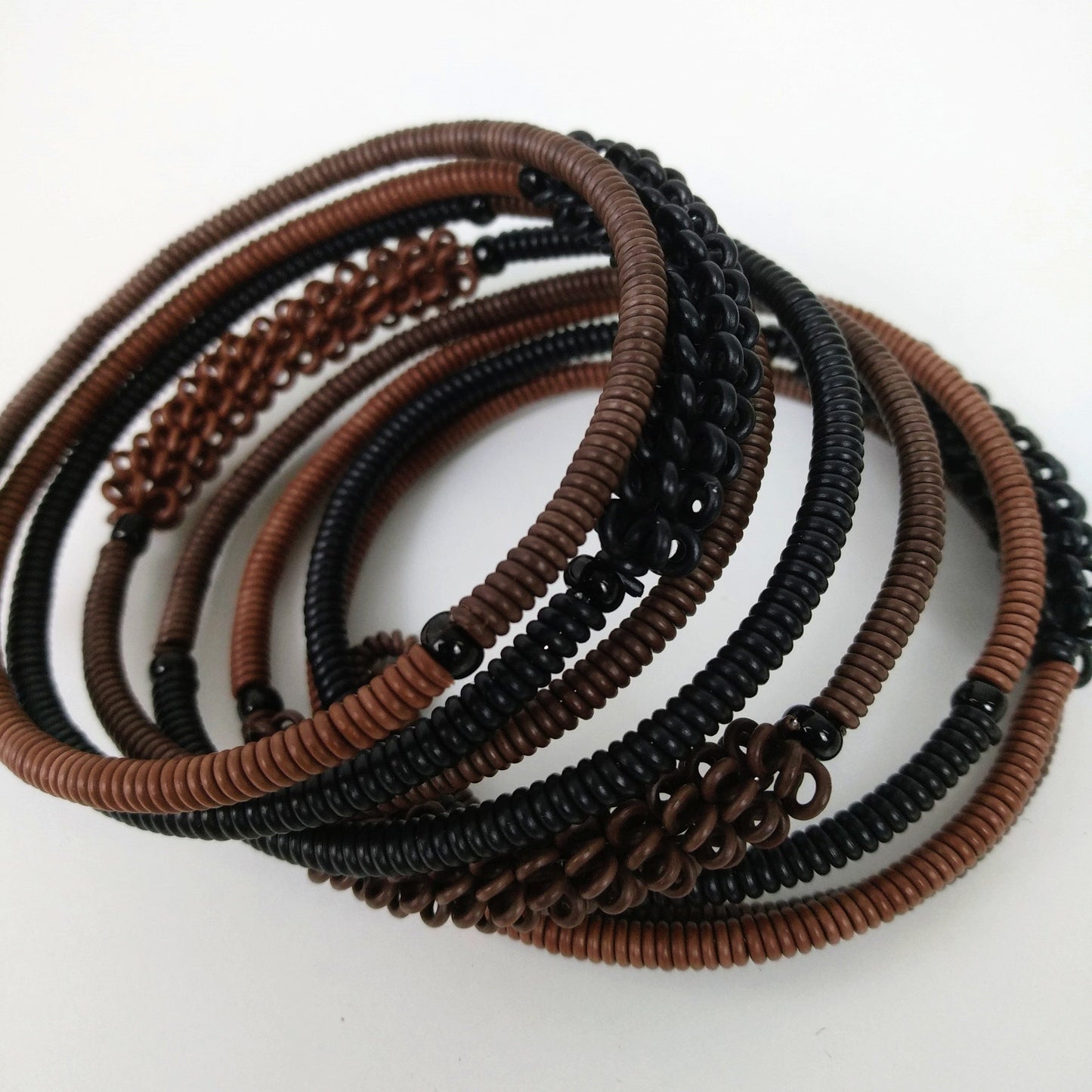 BEVERLY SMART souples Marron Bracelet spiral en fil de téléphone revalorisé