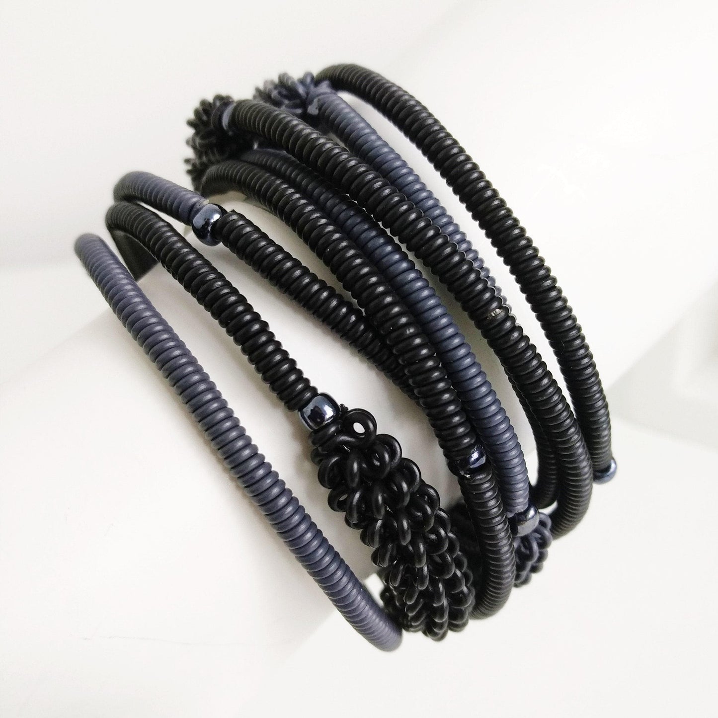 BEVERLY SMART souples Noir Bracelet spiral en fil de téléphone revalorisé